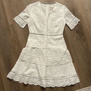White eyelet lace mini dress